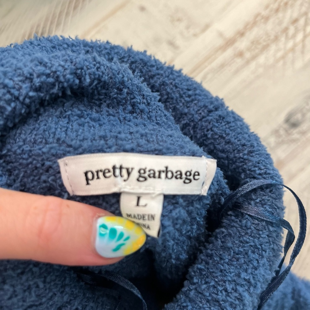 Pretty Garbage Cropped Blue and Green Turtleneck - Size L - Picture 3 of 4